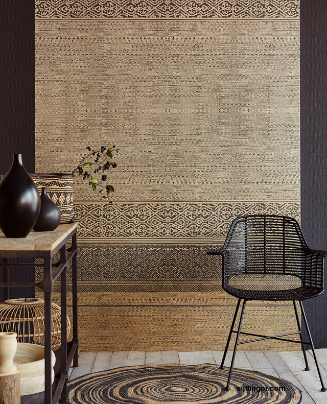 Burnt Umber Tapestry Brown Graphic Pattern Eclectic Wall Mural - Eijffinger EJ376091