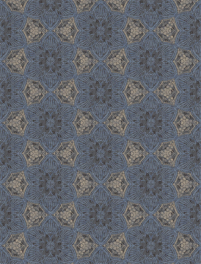 Indigo Boho Flower Mural