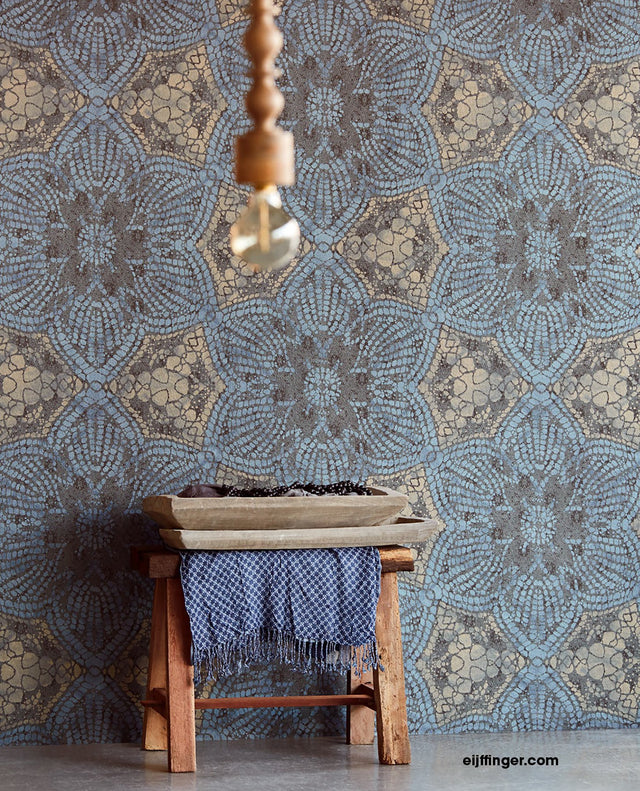 Indigo Boho Flower Mural