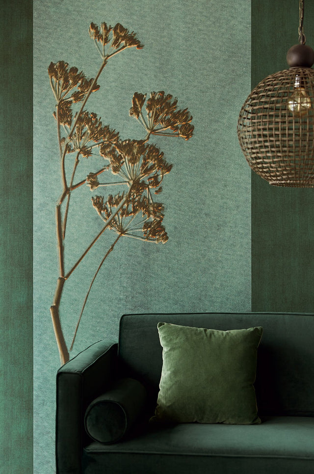 Heracleum Green Wall Mural with Floral Nature Motif - Eijffinger EJ379104