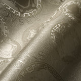 Gilded Age Metallic Silver by Versace Volume 5 Medallion Metallic Vinyl Wallpaper – Versace 384613X