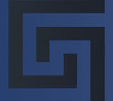 Versace Sphinx wallpaper in Shoreline blue with a bold Greek key geometric design and semi-gloss finish.