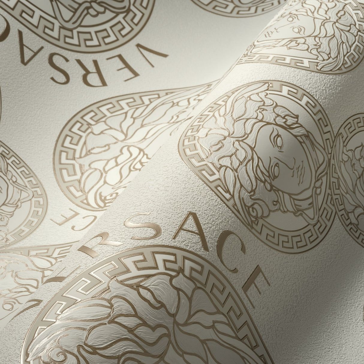 Dynasty Cappuccino by Versace Volume 5 Medallion Vinyl Wallpaper – Versace 386103X