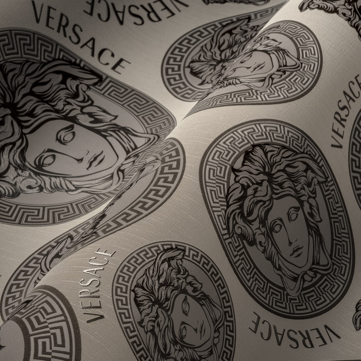 Monarch Grey and Black by Versace Volume 5 Medusa Medallion Wallpaper – Versace 386112X