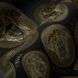 Monarch Onyx and Gold by Versace Volume 5 Medusa Medallion Vinyl Wallpaper – Versace 386117X