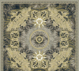 Versace Mirage grey and gold ornate medallion and palm motif vinyl wallpaper