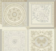 Versace Reverie Oak satin medallion wallpaper with ornate framed panels