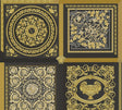 Reverie Honey Bee medallion wallpaper in black and gold with ornate framed motifs