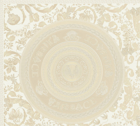 Versace Ember butterscotch medallion wallpaper in semi-gloss heavyweight vinyl
