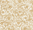 Versace Empress Dandelion semi-gloss gold floral scroll wallpaper on a light background