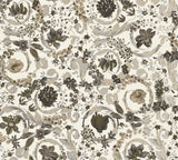 Versace Empress Woodbridge metallic floral wallpaper in grey, taupe and gold tones