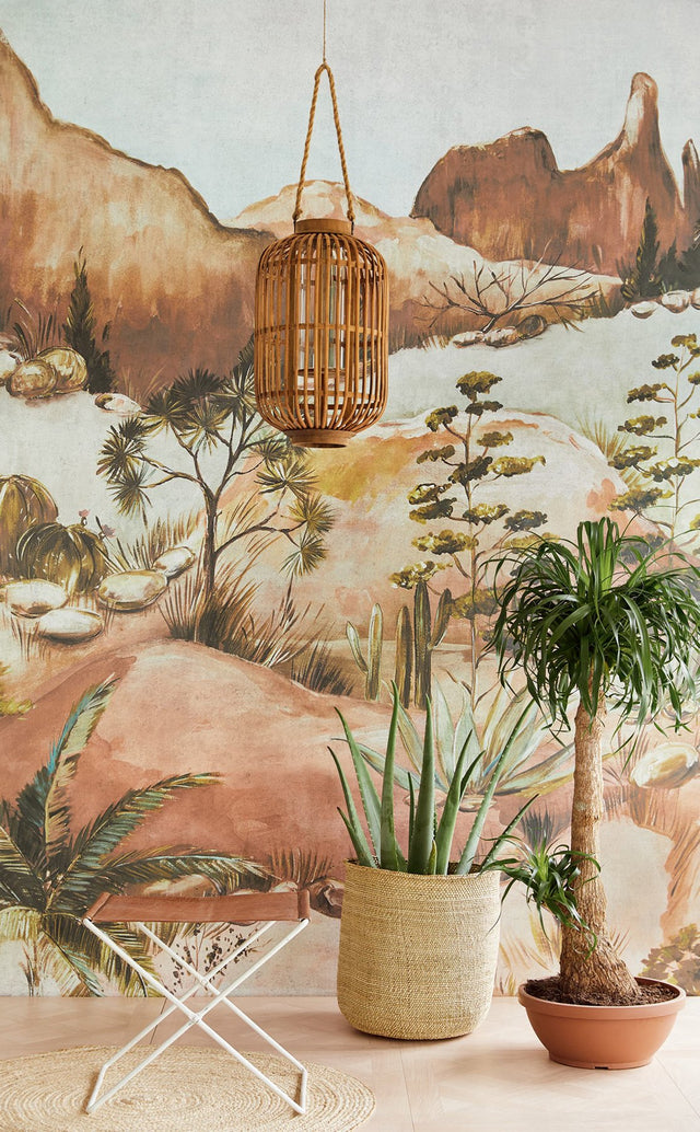 Scenic Savanna Earth Desert Landscape Wall Mural with Bohemian Trees Motif - Eijffinger EJ391565