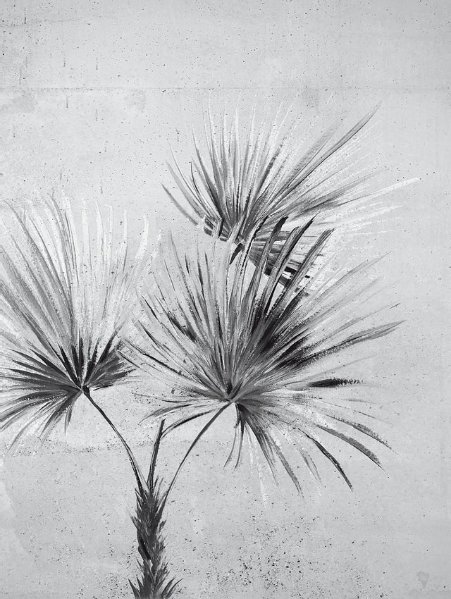 Durango Palm Greyscale Wallpaper Mural with Bohemian Leaves Pattern - Eijffinger EJ391567