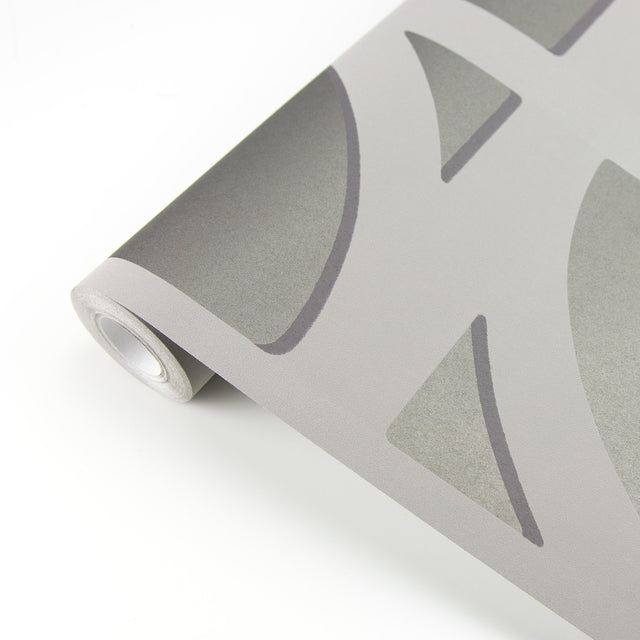Shapes Dark Grey Curved Trellis Wallpaper