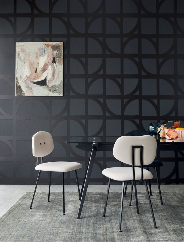 Shapes Black Curved Trellis Wallpaper