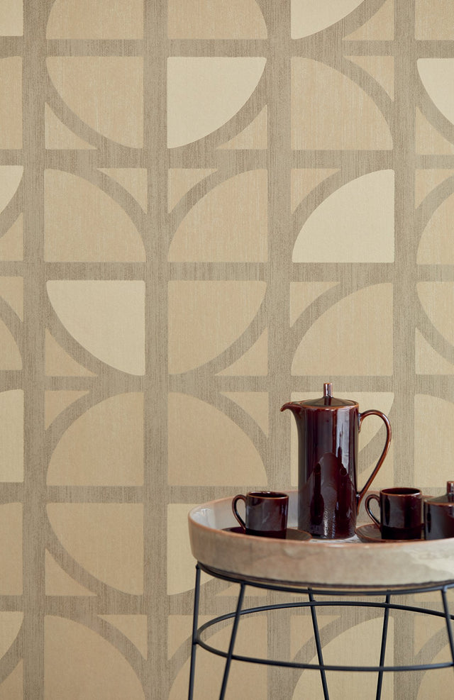 Tulip Gold Geometric Trellis Wallpaper