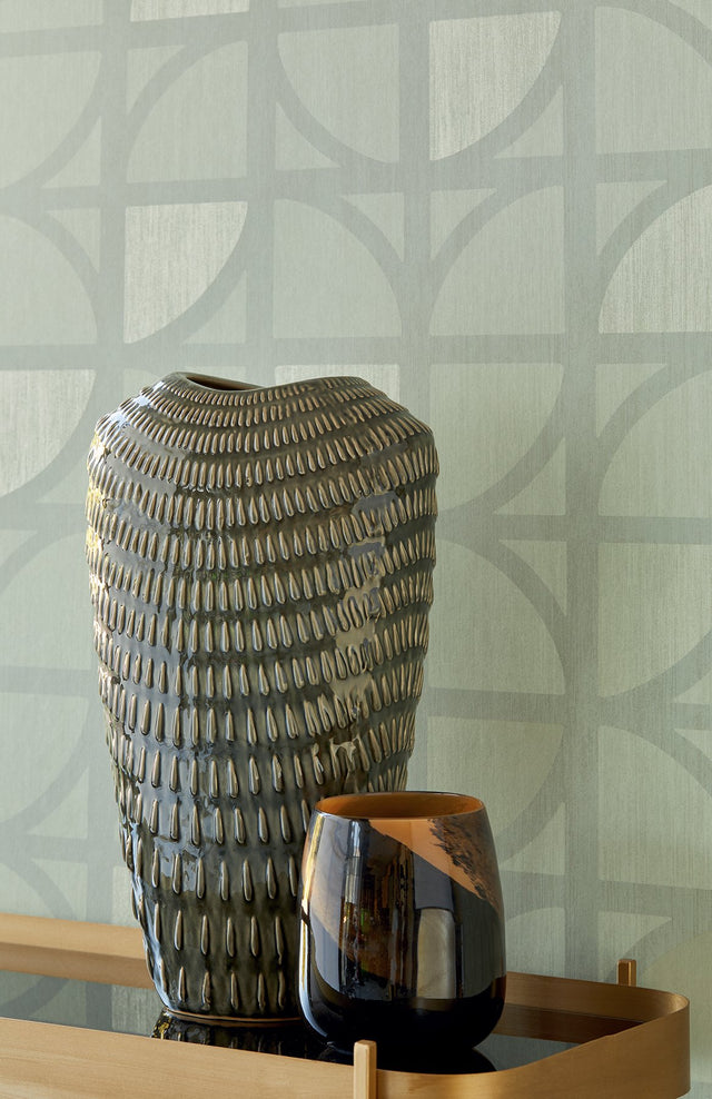 Tulip Mint Geometric Trellis Wallpaper