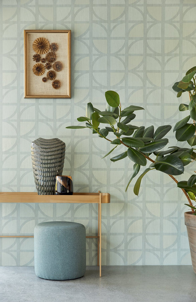 Tulip Mint Geometric Trellis Wallpaper