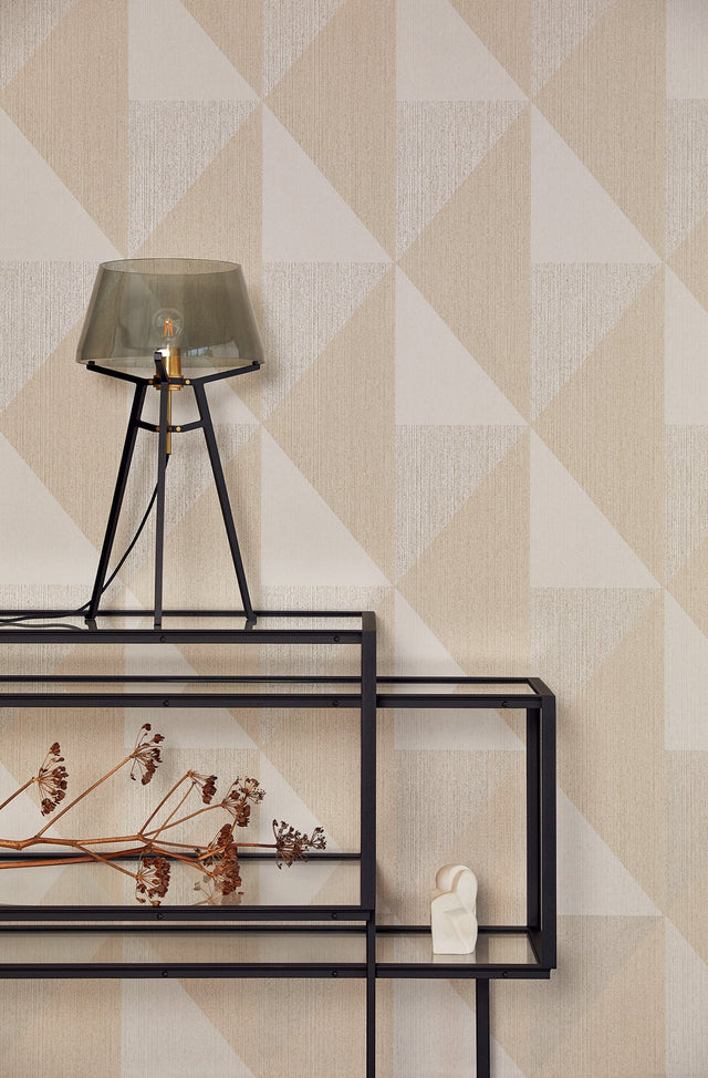 Diamond Khaki Tri-Tone Geometric Wallpaper