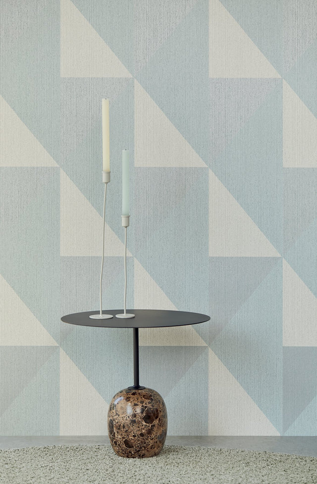 Diamond Light Blue Tri-Tone Geometric Wallpaper
