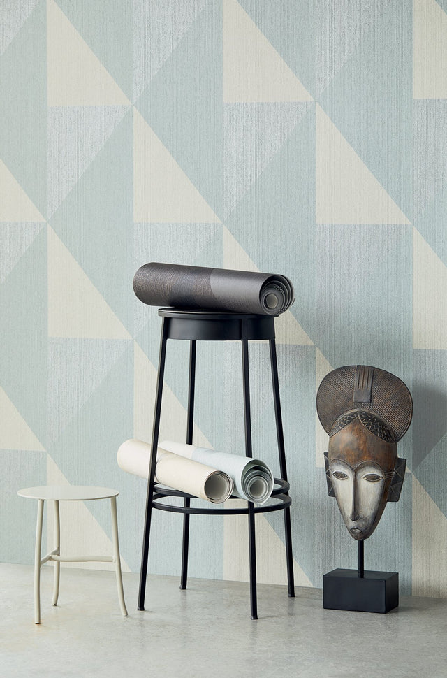 Diamond Light Blue Tri-Tone Geometric Wallpaper