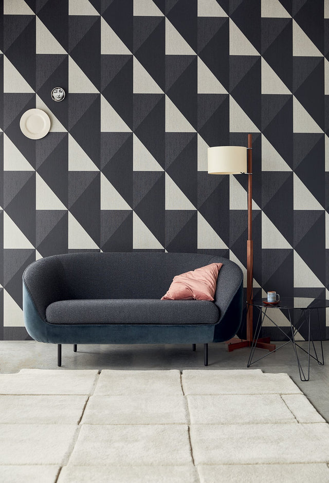 Diamond Black Tri-Tone Geometric Wallpaper