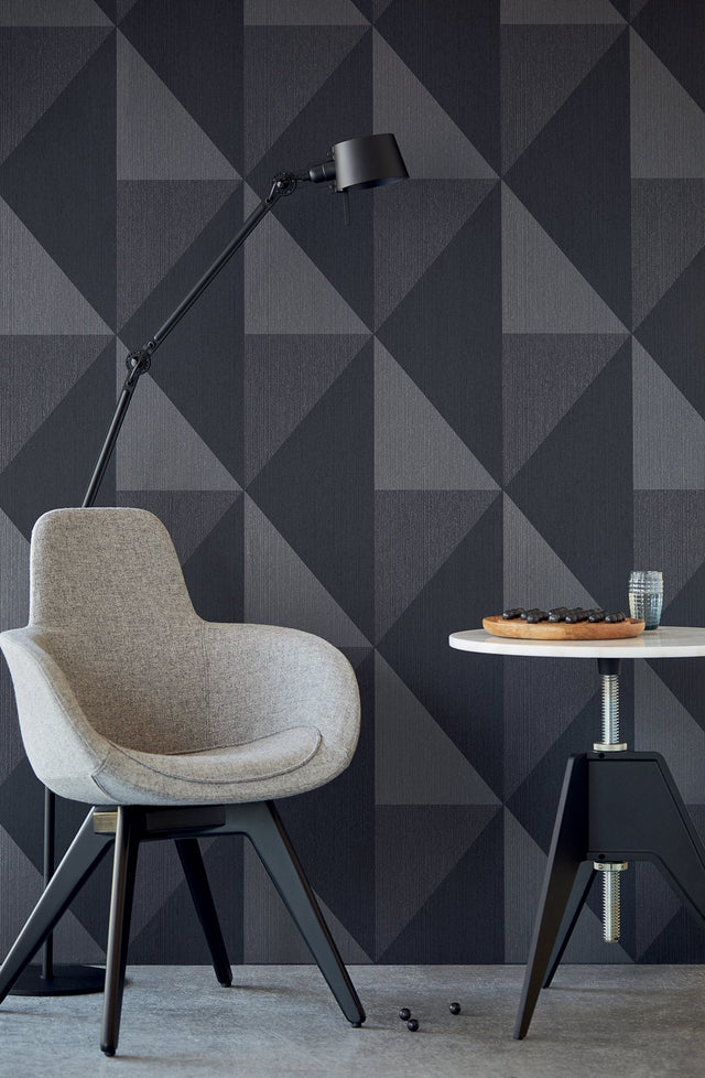Diamond Silver Tri-Tone Geometric Wallpaper