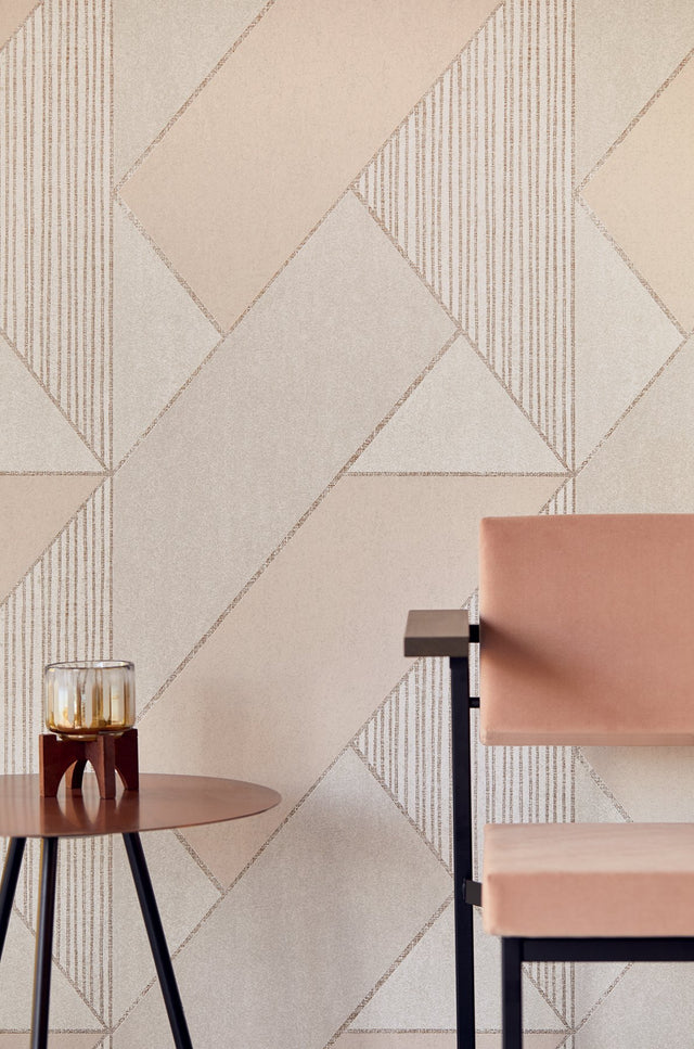 Art Peach Glam Geometric Wallpaper