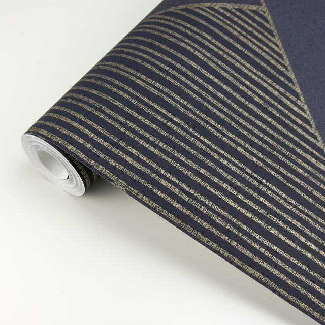 Art Dark Blue Glam Geometric Wallpaper
