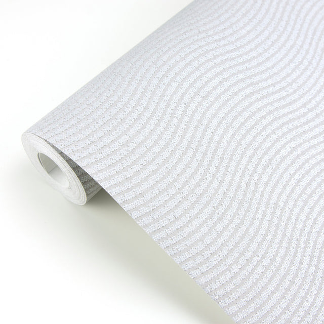 Curves Light Grey Glittering Waves Wallpaper