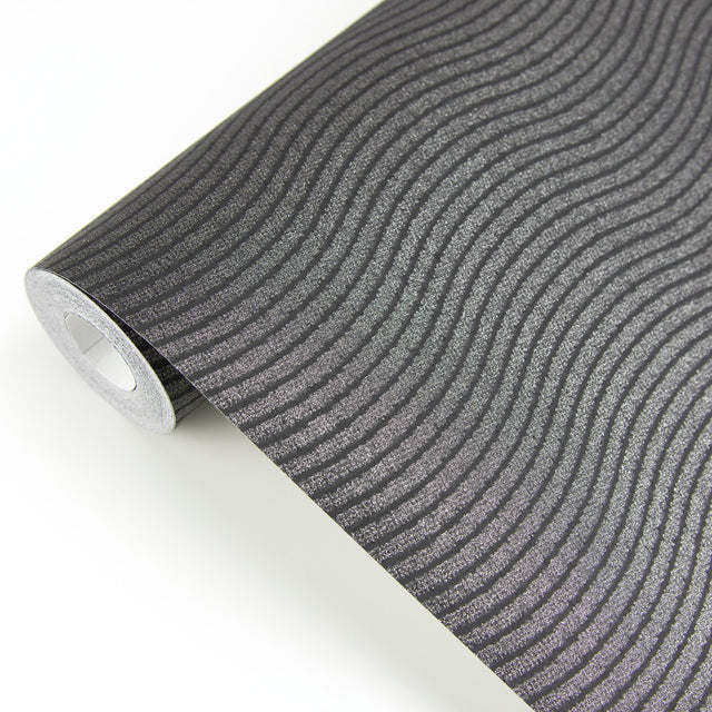 Curves Silver Glittering Waves Wallpaper