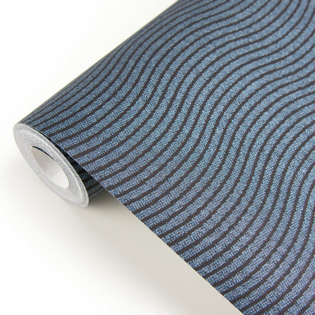 Curves Blue Glittering Waves Wallpaper