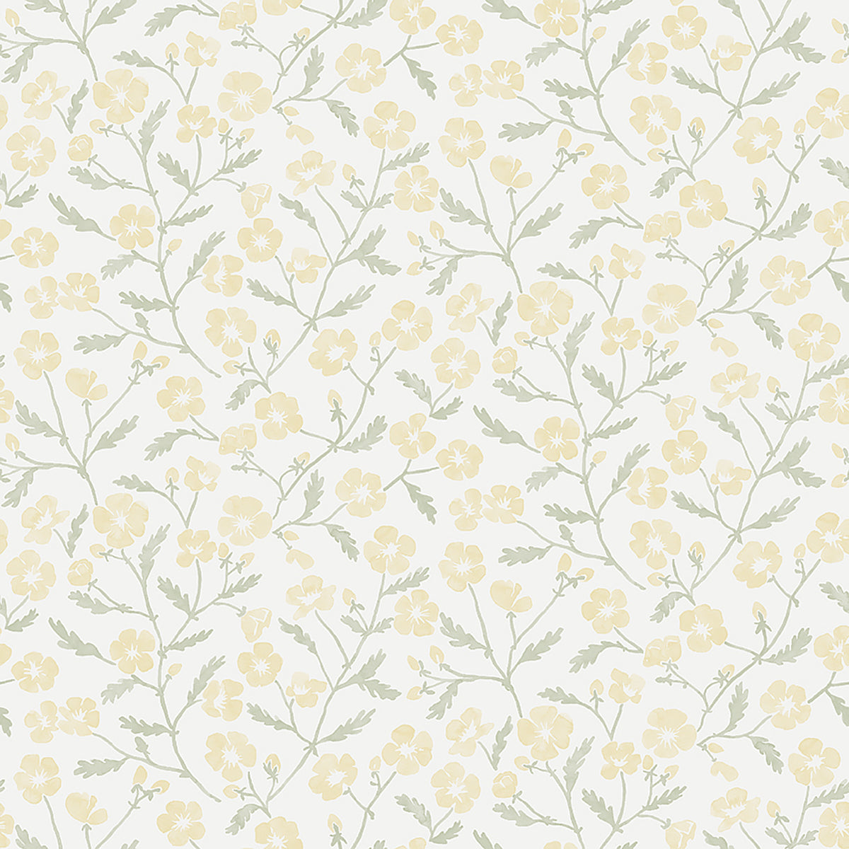 Mira yellow wild rose floral wallpaper by Boråstapeter for Schumacher