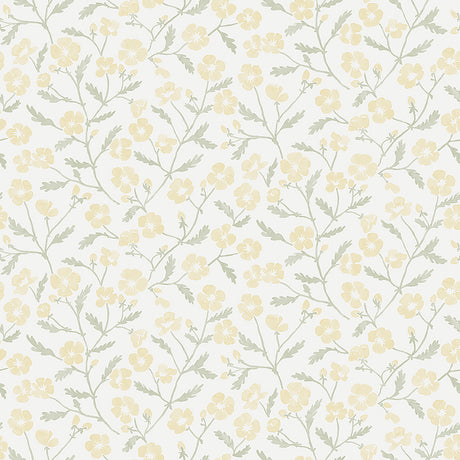 Mira yellow wild rose floral wallpaper by Boråstapeter for Schumacher
