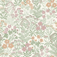 Scandinavian floral wallpaper with stylized flowers and foliage in multi-color by Boråstapeter for Schumacher