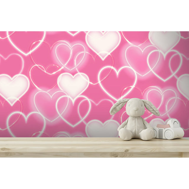 Effie Pink by Arthouse Neon Heart Wallpaper – Brewster Home Fashions AH100222AH
