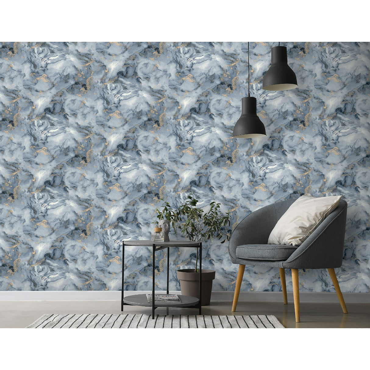 Merrick Navy by Arthouse Marble Wallpaper – Brewster Home Fashions AH923000