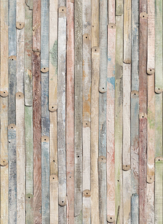 Vintage Wood Multicolor Faux Effects Scenic Wall Mural - Komar 4-910