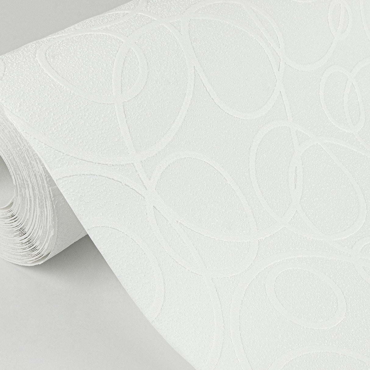 Artemisia White Circles Paintable Wallpaper with Retro Geometric Texture - Brewster 4000-1045-19
