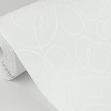 Artemisia White Circles Paintable Wallpaper with Retro Geometric Texture - Brewster 4000-1045-19