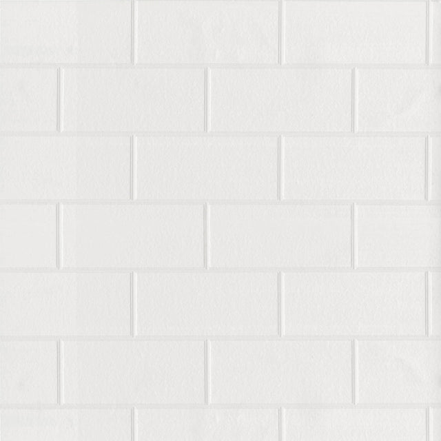 Galley White Subway Tile Paintable Wallpaper with Raised Textured Graphic Pattern - Brewster 4000-21399