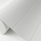 Galley White Subway Tile Paintable Wallpaper with Raised Textured Graphic Pattern - Brewster 4000-21399