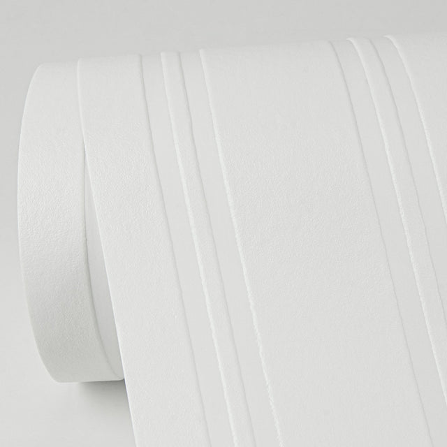 Elliott White Paintable Stripe Wallpaper with Textured Raised Ink - Brewster 4000-2435-15