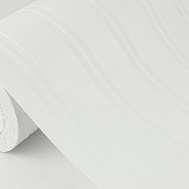 Elliott White Paintable Stripe Wallpaper with Textured Raised Ink - Brewster 4000-2435-15