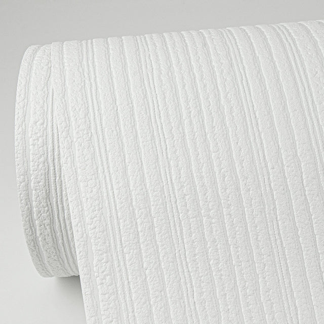 Samuel White Paintable Textured Stripe Wallpaper with Abstract Texture Pattern - Brewster 4000-3149-18