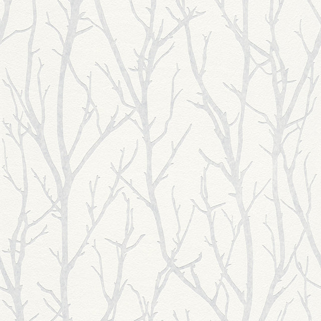 Redford White Birch Paintable Wallpaper with Scandinavian Botanical Texture Pattern - Brewster 4000-3210-15