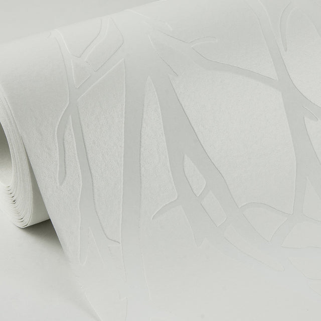 Redford White Birch Paintable Wallpaper with Scandinavian Botanical Texture Pattern - Brewster 4000-3210-15