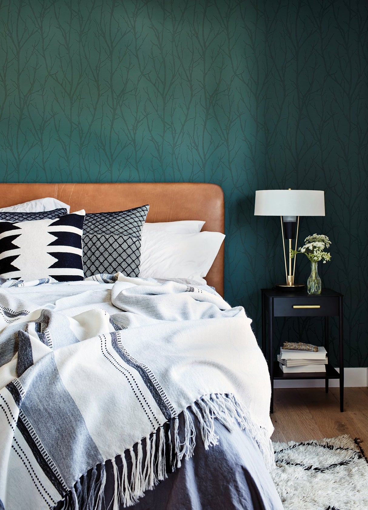 Redford White Birch Paintable Wallpaper with Scandinavian Botanical Texture Pattern - Brewster 4000-3210-15