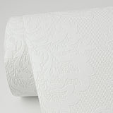 Plouf White Damask Paintable Wallpaper with Traditional Texture Pattern - Brewster 4000-32808