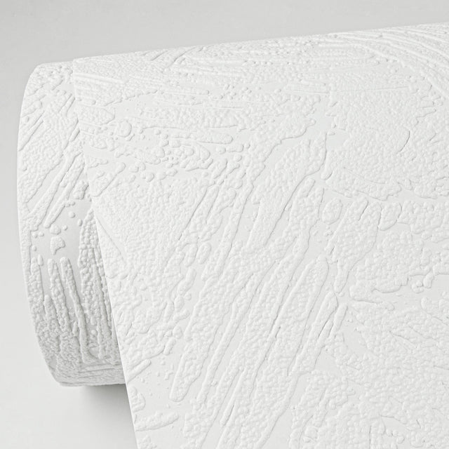 Leonardo White Plaster Paintable Wallpaper with Abstract Textured Pattern - Brewster 4000-3303-21